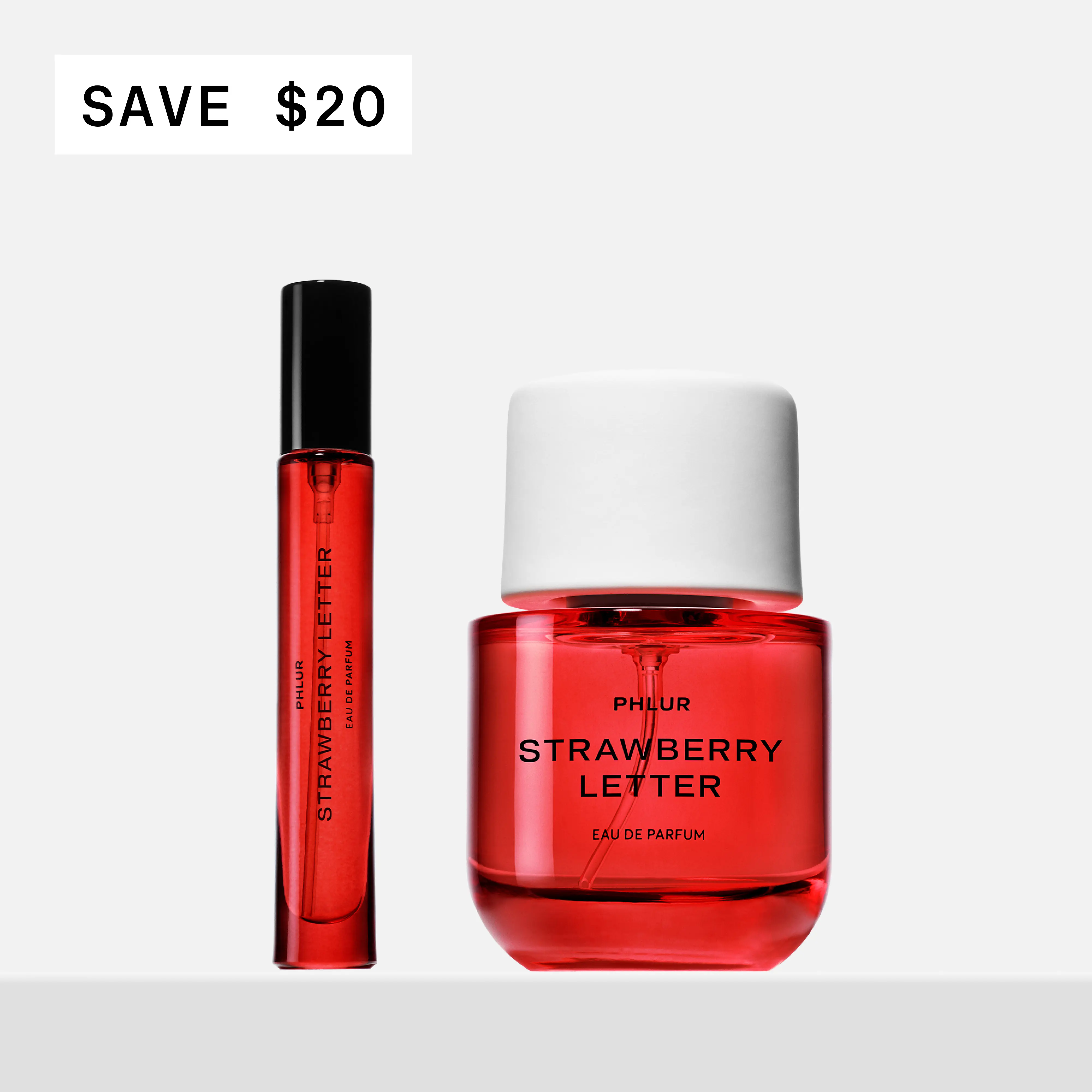 PHLUR Strawberry Letter Eau de Parfum Duet - Full + Travel Size Perfume Set with Strawberry & Plum Nectar (50mL + 9.5mL) PHLUR Strawberry Letter Eau de Parfum Duet - Full + Travel Size Perfume Set with Strawberry & Plum Nectar (50mL + 9.5mL)