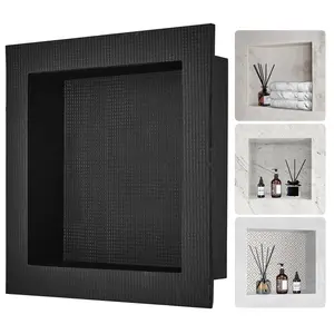 VEVOR Shower Niche Ready for Tile 16" x 16", TikTokShopBlackFriday, Single Shelf Organizer, Square Corners Wall-inserted Niche Recessed, Sealed Protection Modern Soap Storage Niche for Shower Bathroom, Black