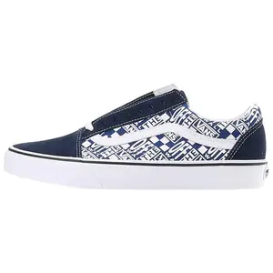 Vans Old Skool Low-Top Canvas Sneakers for Men and Women with Iconic Logo Print in Blue Verifiable, with credentials and supporting global authentication