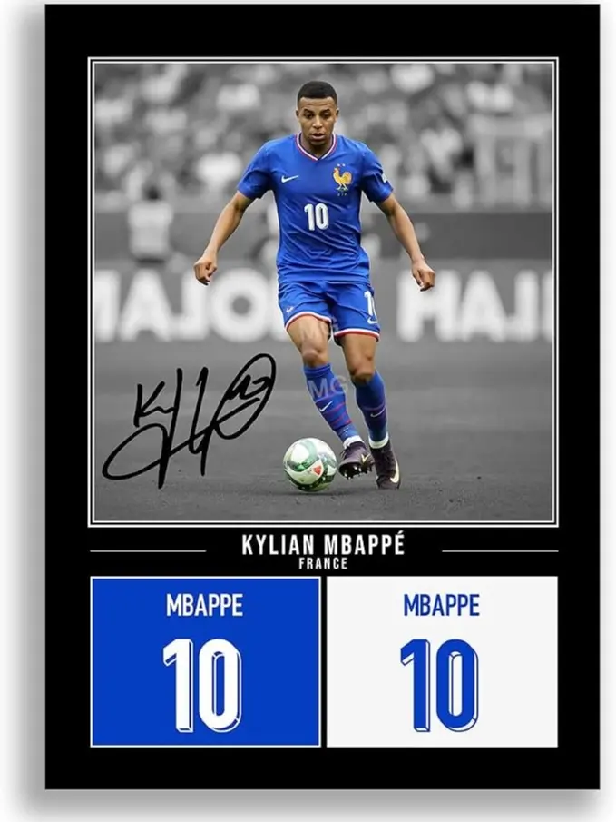 Kylian Mbappe Signed Photo Poster Print Unframed Picture Display Framed Autograph Memorabilia for Football Fans Gift