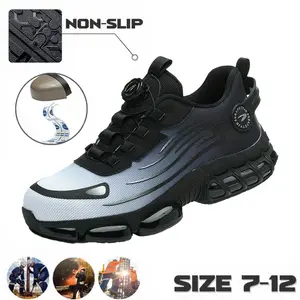 Chef Kitchen Men's Breathable Mesh Work Sneakers Steel Toe Anti-Slip EVA Sole Durable Comfort Fit All Seasons Casual Striped Elastic Closure Oil Proof Size 7-12