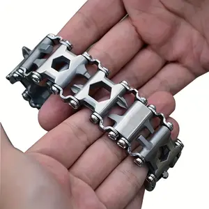 [Popular Choice] Men's 29-in-1 Multi-Tool Bracelet, Stainless Steel Wearable Wristband with Portable Pry Tools, Ideal for Outdoor Travel and Gift, Multi-function, Self-use Wrist Decoration Tool