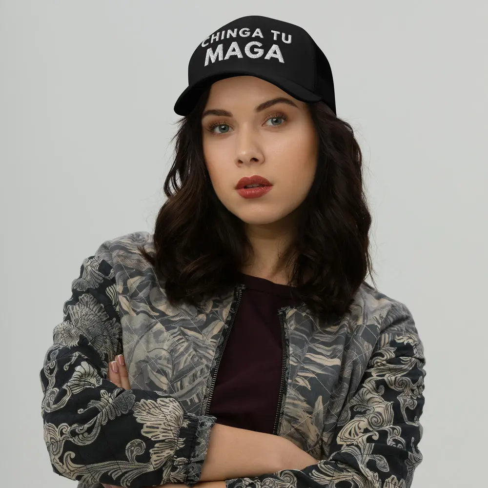 Dog & Cat Casual Everyday Sturdy Graphic Visor Hat, Chinga Tu MAGA Design with White Embroidery, Adjustable Back, Breathable Mesh