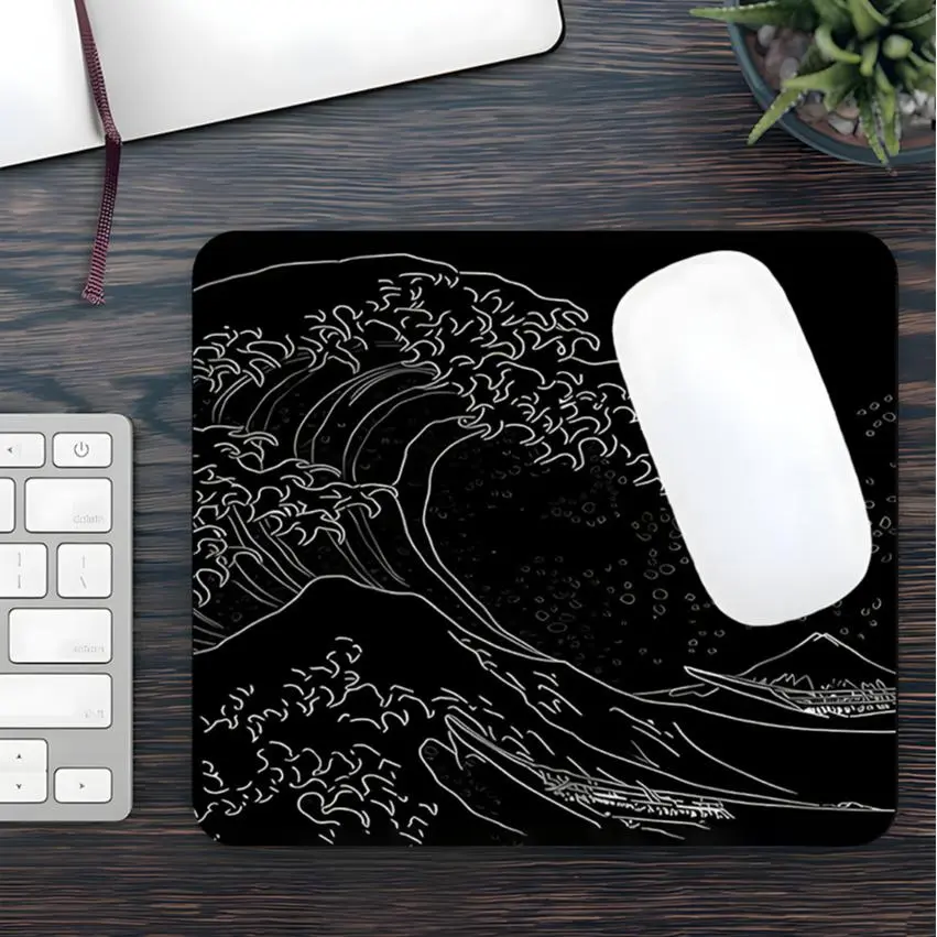 Japanese Waves Sea Pattern Mouse Pad, Large Gaming Mouse Pad, Aesthetic Desktop Decoration Protective Pad, Multi-size Mousepad Suitable for Laptop, Desktop Computer Games