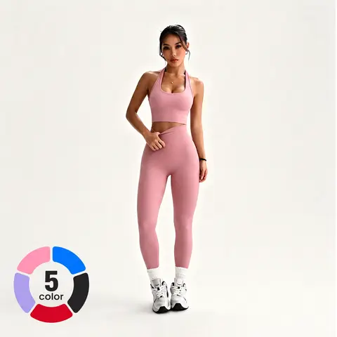 TASKWAY Women's 2-Piece Gym Workout Apparel Set - High-Waisted Sculpting Leggings, Open-Back Sports Tank Top, Stretchy Matching Clothes for Women, Yoga, Pilates