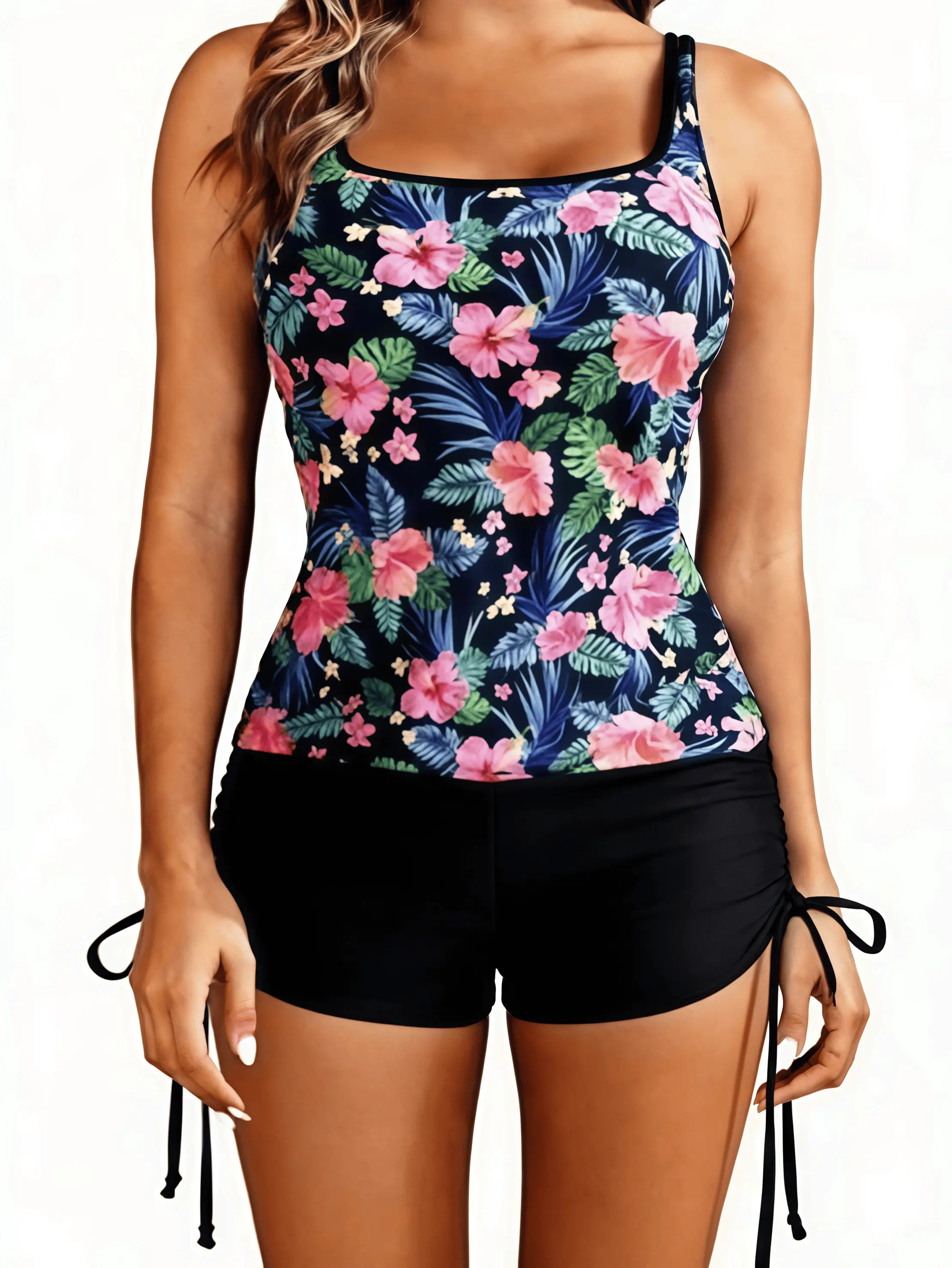 Women's 2-Piece Athletic Slim-Fit Sleeveless Swimsuit, Casual Swim Set Ideal for Vacations, Beach (We recommend ordering 1 size up.)