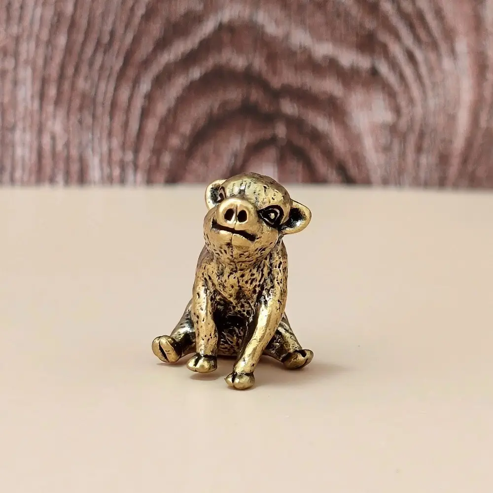 Small Brass Pig Statue, Artistic Animal Figurine, Animal Design for Home Office Car Decor, Handcrafted Gift, Art Collectible Figurines, Decorative Figurines, Home Decoration, Animal Decorations