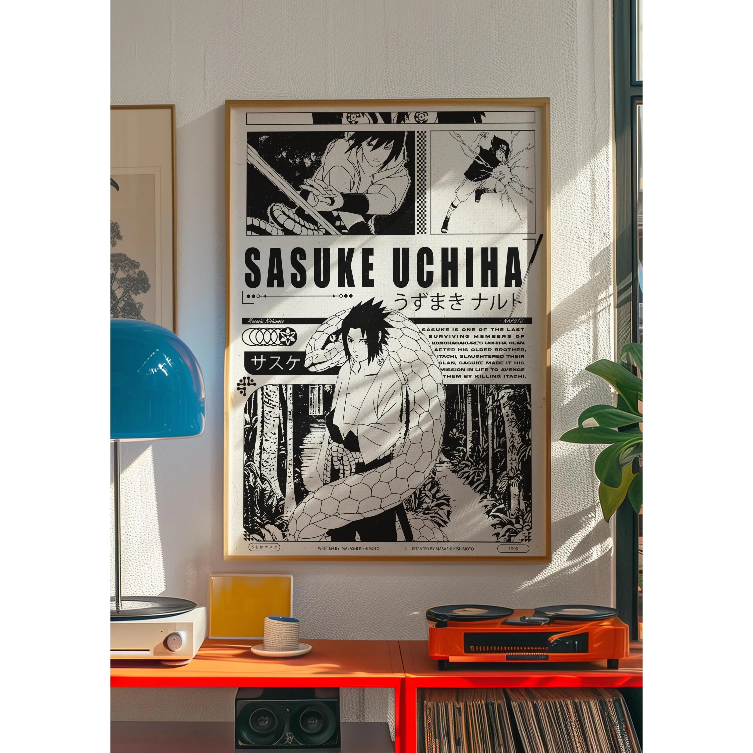 Naruto Sasuke Uchiha Poster - Naruto Fan Art -Anime Wall Art - Manga Poster - Anime Wall Art for Naruto Fans - All Color Variations