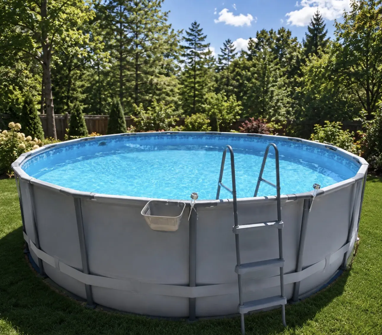 Bestway Power Steel 14' x 42" Above Ground Outdoor Swimming Pool Set with Pump