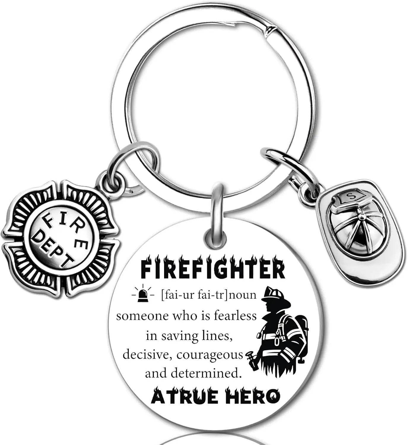 Firefighter Gifts for Men Firefighter Keychain Accessories Fireman Fire Fighter Gifts for Men Firefighters Fire Department Thank You Gift Fireman Christmas Birthday Gift for Husband Dad Him