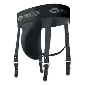 Shock Doctor Ultra Hockey Garter Supporter with Cup Pocket - Black, Enhanced Comfort & Support, Adjustable Length, Anti-Microbial Lining, Sports Pad