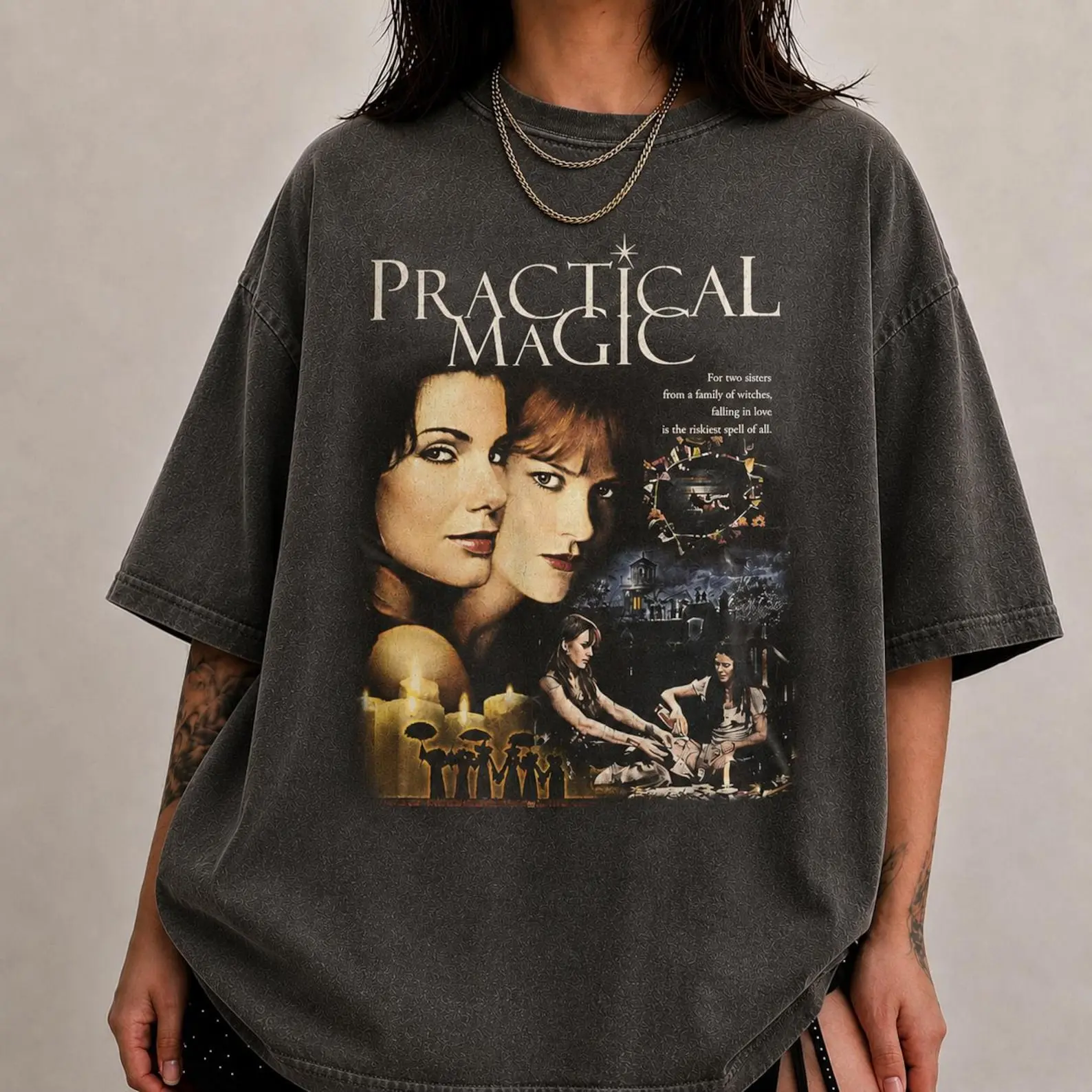 Comfort Colors Practical Magic Shirt | Sally & Gillian Owens Graphic Tee, 90s Bootleg Witch Movie T-Shirt, Whimsigoth Spooky Season Appare
