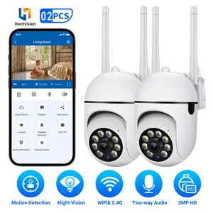 【2 Pack】3MP Smart Security Camera, 360° Pan/Tilt Indoor Cam for Whole Home | AI Motion Tracking | Smart Color Night Vision, Built-in Spotlight & Siren
