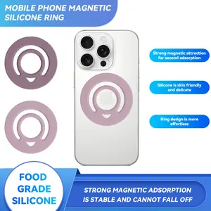 Magnetic Ring for iPhone - Liquid Silicone MagSafe Magnetic Finger Grip Thin Lightweight Phone Ring Holder for iPhone 16 Pro, Xiaomi, Huawei & Android Portable Back Sticker with Strong Adsorption