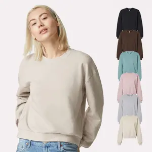 American Apparel Women's ReFlex Crewneck Sweatshirts - Multi Pack Cotton / Polyester Fleece Pullover Sweatshirt - Boxy Fit Balloon Sleeve Cropped Tops, 6 Assorted Color Sweater