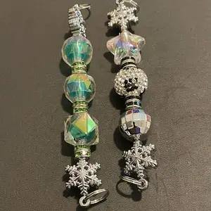 Keychains with Iridescent Beads and Snowflake Charms for Festive Accessory
