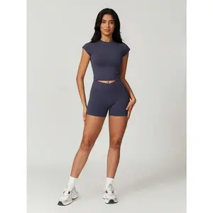 Cincinnati Navy Blue Cropped Tee + V-Shorts Womenswear Clothing