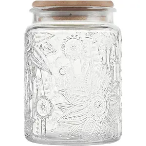 MIUVA Vintage Glass Jars With Airtight Bamboo Lid 23.7oz Canister For Kitchen Counter Storage Of Brown Sugar Food Candy Coffee Cookies Salt Tea Cute Jar Containers Thanksgiving tableware Coffee Sets Valentine's Day gift Christmas Gift Set Stock Up