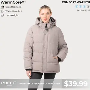 【Last Sale】PUFFIT WarmCore Premium Detachable-Hood Puffer Jacket | Classic Lightweight Winter Coat, Windproof, Water-Repellent, Adjustable Drawstring Design