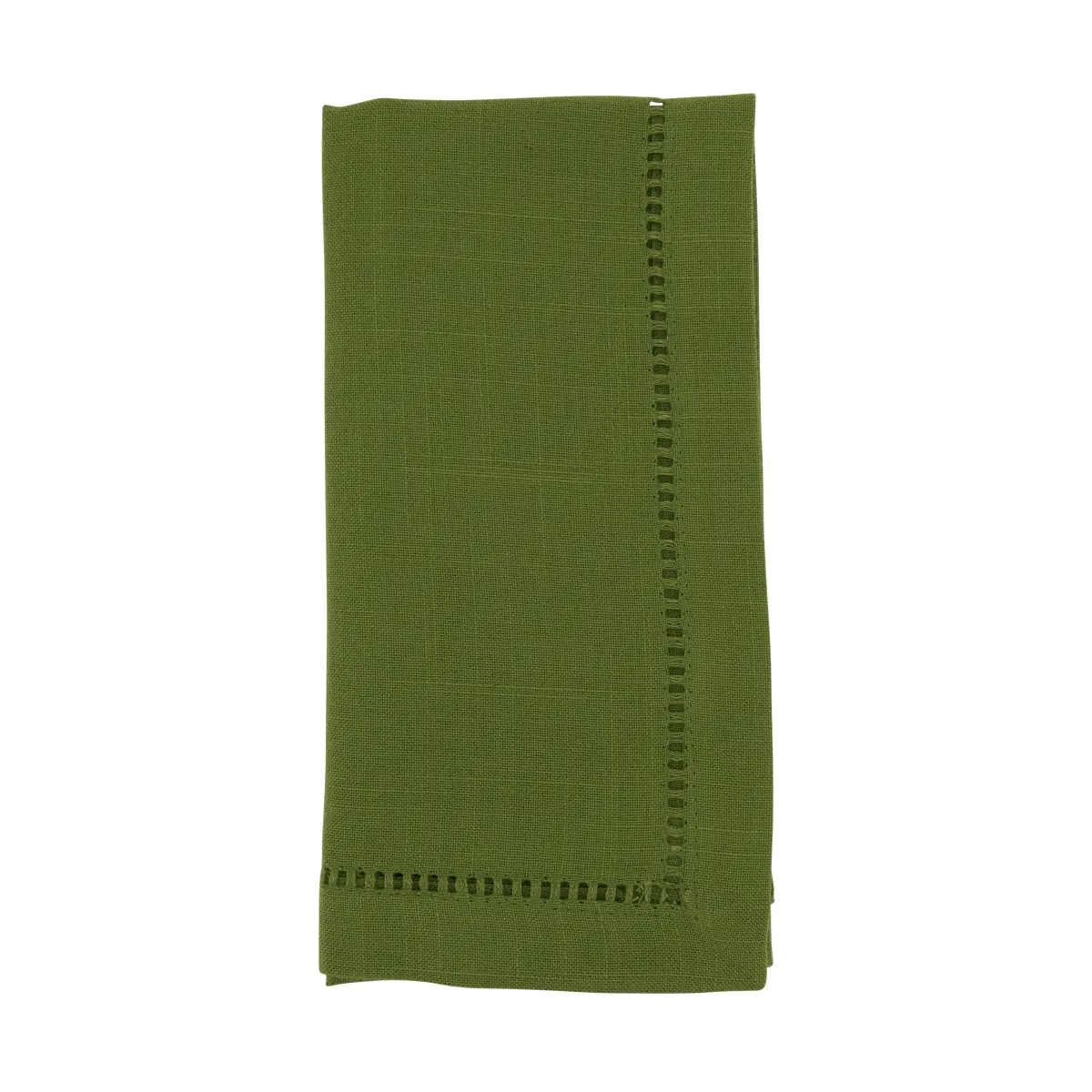 SARO 6315.K20S 20 in. Square Classic Hemstitch Border Dinner Napkin Kelly Green - Set of 12
