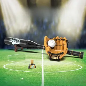 Baseball & Bat Building Blocks Set, 1 Set Creative Baseball Blocks Set with Trophies, Classic Collectible Toys, Perfect for Home Decor