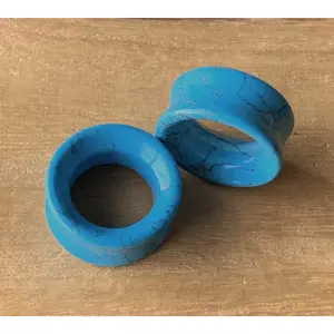 PAIR of Beautiful Turquoise Stone Double Flare Tunnels - Gauges 2g up to 1" (25mm)
