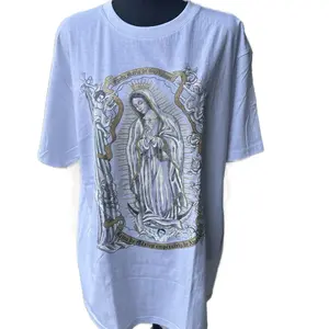 Virgencita changing colors t-shirt White Cotton Top Tshirt Casual Unisex