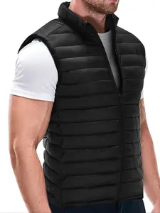 Men's Autumn Winter Sleeveless Thickened Puffer Vest Jacket, Warm Lightweight Casual Outdoor Travel Running Daily Wear