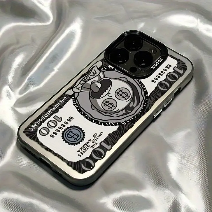 Cartoon Hundred Dollar Bill Laser Phone Case for iPhone 16/15/14/13/12/11 Pro Max/Plus/XS/XR/12 Mini - Shockproof TPU Cover