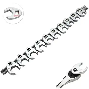 Crowfoot Wrench Set, Metric & Inch Crows Foot Wrench Set, 3/8" Drive Dual-use Wrench Head, Professional Hand Tool for Home & Office