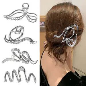 4 PCS Metal Hair Claw Clips - Irregular Large Clips for Women, Non-Slip Styling Accessories for Thick and Thin Hair outdoorfun