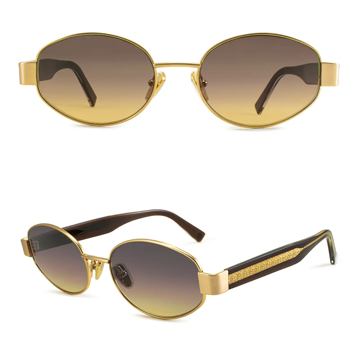 Infinit Alabama Oval Sunglasses, Gold + Green