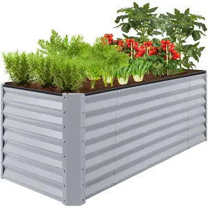 Best Choice Products 8x2x2ft Outdoor Metal Raised Garden Bed, Planter Box for Vegetables, Flowers, Herbs