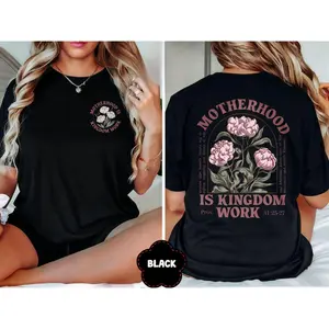 Retro Mom Tshirt FOR Women, Motherhood Is Kingdom Work Shirt, Mothers Day Shirt,Christian Mom Gift,Religious Mom Tee,Mother Day Outfit,Fashion Women's Spring/Summer Top
