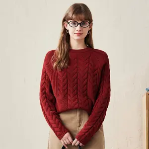 COMOBOCA 100% Wool Women's Cozy Cable Knit Sweater for Ultimate Luxury and Comfort Wear
