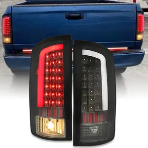 KQQIO LED Tail Light Compatible with 2002-2006 Dodge Ram 1500/2003-2006 Dodge Ram 2500 3500 LED Tube Bar Brake Turn Signal Lamp Taillight Driver & Passenger Side -Clear Lens & Black Housing