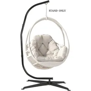 Hammock Chair Stand C-Stand for Hanging Swing Chair Indoor/Outdoor – Heavy Duty Steel Frame, 330LBS Capacity, Black (Stand Only)-Excludes chair