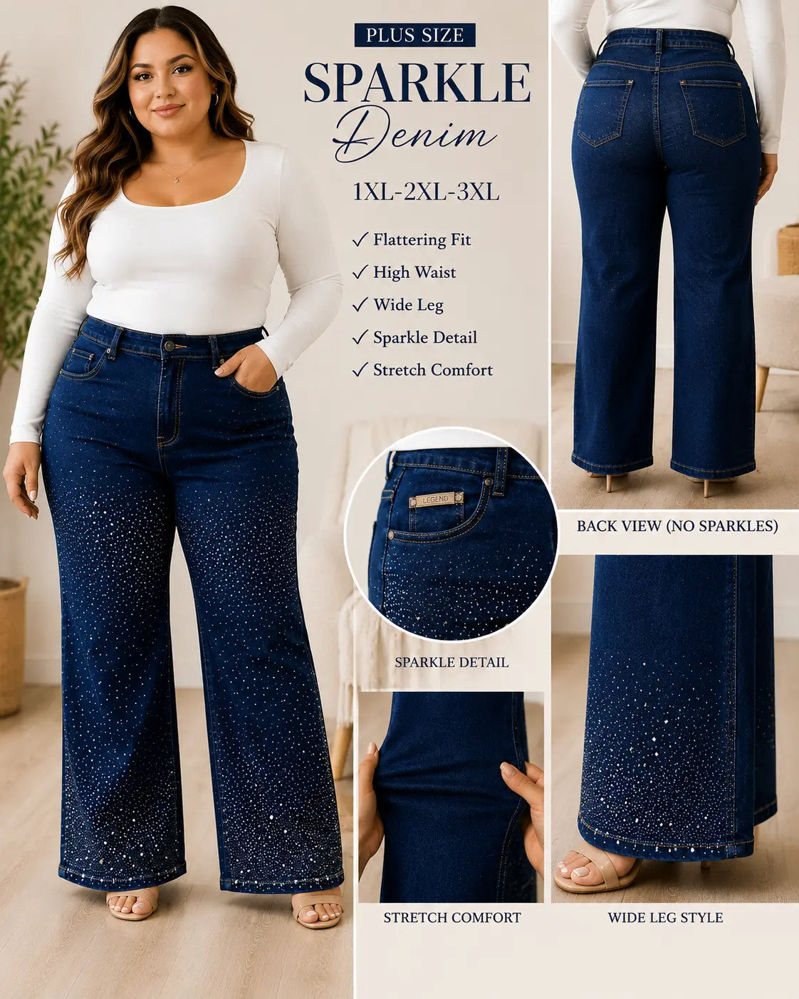 Luz PLUS Rhinestone jeans 32" INSEAM Luz PLUS Rhinestone jeans 32" INSEAM