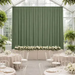 Dusty Sage Green 4-Way Stretch Spandex Backdrop Curtain, Wrinkle-Free Event Drapes with Rod Pockets - 5ft x 20ft
