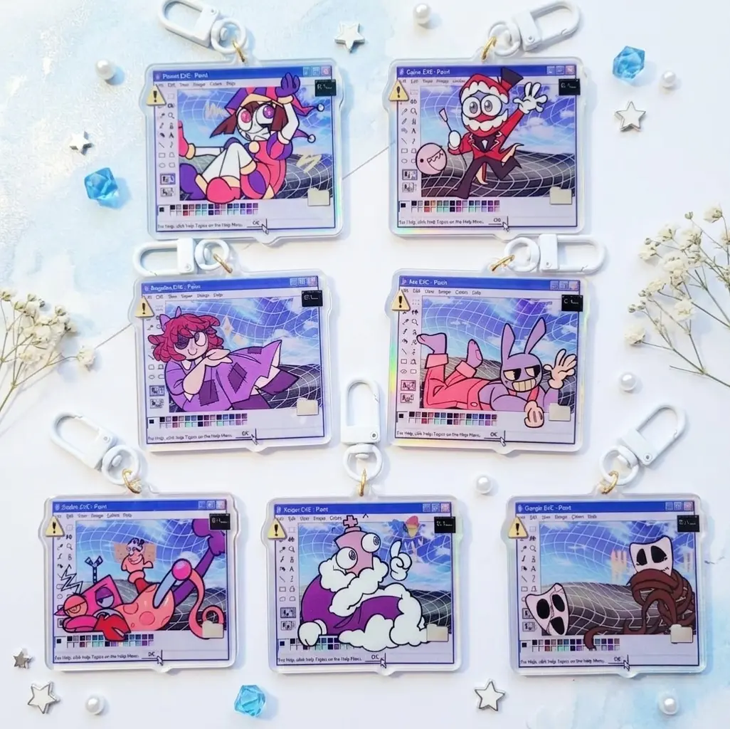 Digital Circus Acrylic Keychain: Caine, Pomni, Jax, Ragatha, Gangle, Zooble, Kinger, Cute, perfect for attaching to bags, keys, or as a gift. Great for everyday use.