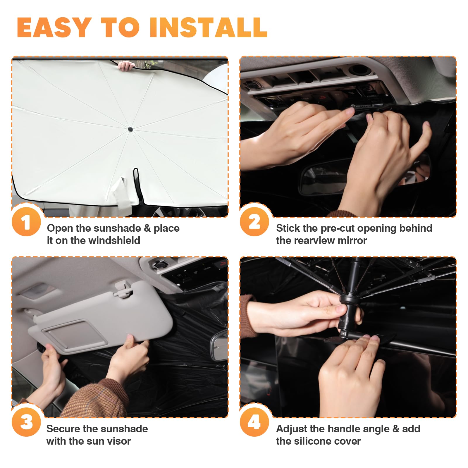 Portable Car Windshield Sunshade, Foldable Windshield Sun Umbrella, Car Exterior Accessories, Car Windshield Cooling Umbrella for Daily, Car Window Shades