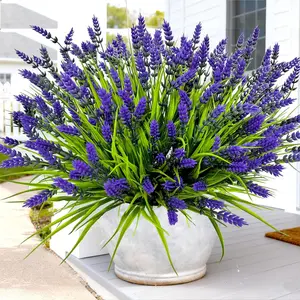 16 Bundles Real Touch Lavender Flowers  UV Resistant Faux Lavender for Outdoor Porch, Garden & Farmhouse Decor | Looks Real All Year Round