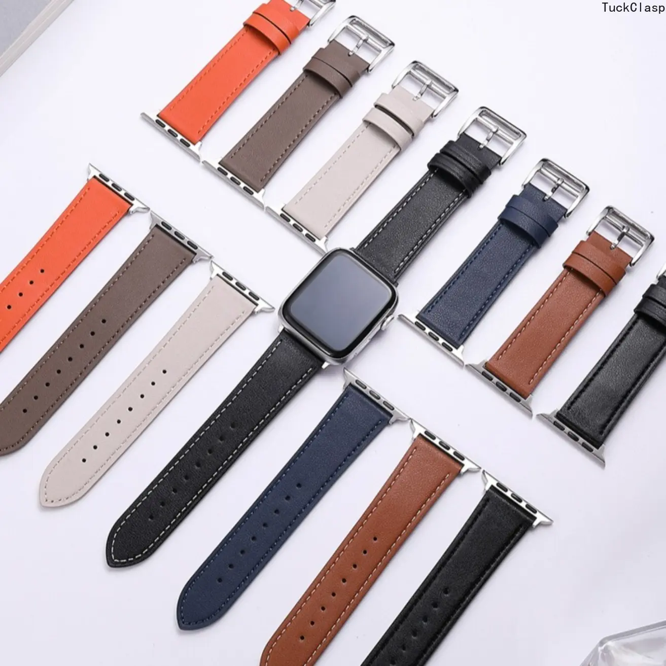 Genuine Leather Watch Band with Pin Buckle for Apple Watch Series 8/SE/7/6/5/4 – Soft & Durable for Spring & Summer Rotation