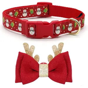 Jingle Bell Woof! Adjustable Antler Bow Tie Collars for Dogs - Snowman Style Festive Fido Fashion for Medium Pups by GrabIndia - Because Every Dog Deserves to Rock Christmas like a Pro!