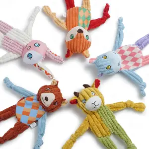 Nocciola 5 Pack ColorPatch Pals Flat Dog Toys, Squeaky Crinkle Toys with Mixed Texture & Bright Colors, Durable Tug & Chew Toys for Puppy