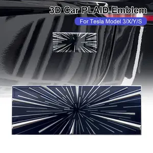 3D Car Plaid Emblem Tailgate Sticker Decals Badge for Tesla Model 3 S X Y 2024