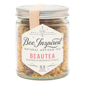 Beautea Ginger and Turmeric Tea - Caffeine-Free Loose Leaf Tea that Makes Natural Beverage to Support Skin and Gut Health - Bee Inspired Goods