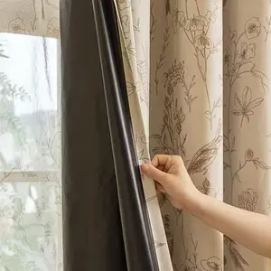 1pc Floral Print Full Light Blocking Curtain, Durable Home Office Drapes, Adjustable Natural Light Control, Korean Minimalist Style