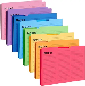Colored Tab File Folders - 16PCS Letter Size Lined Folders in 8 Colors 1/3 Cut 11.5 x 9.6 Inch Pre-Printed Lines Secure Fit for Documents