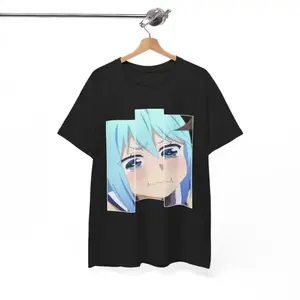 2026 New Unisex Crewneck Tee Everyday Comfort Shirt Konosuba Aqua Anime Meme Graphic T-Shirt, Funny Expression Streetwear Tee, Casual Unisex Cotton Top for Men Women, Perfect for Daily Wear & Otaku Fans